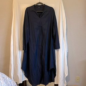 Navy blue maxi shirt dress